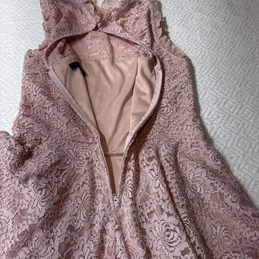 City Studio Kids Dress 11 Blush Pink Sparkle Lace Ruffle Sleeveless Fit & Flare